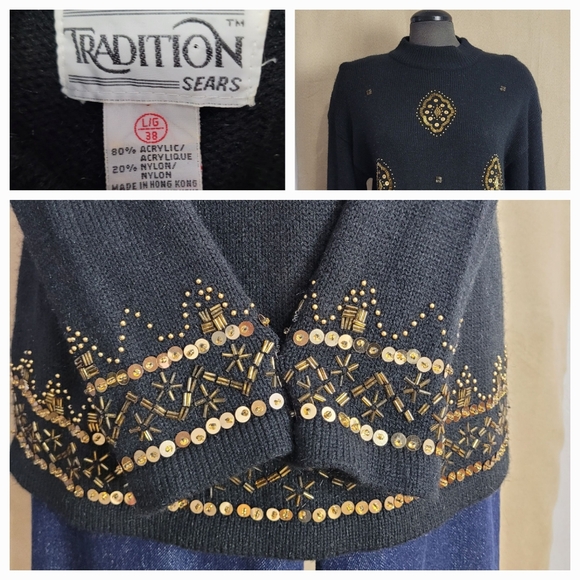 Vintage Beaded Sweater / L - Picture 9 of 10